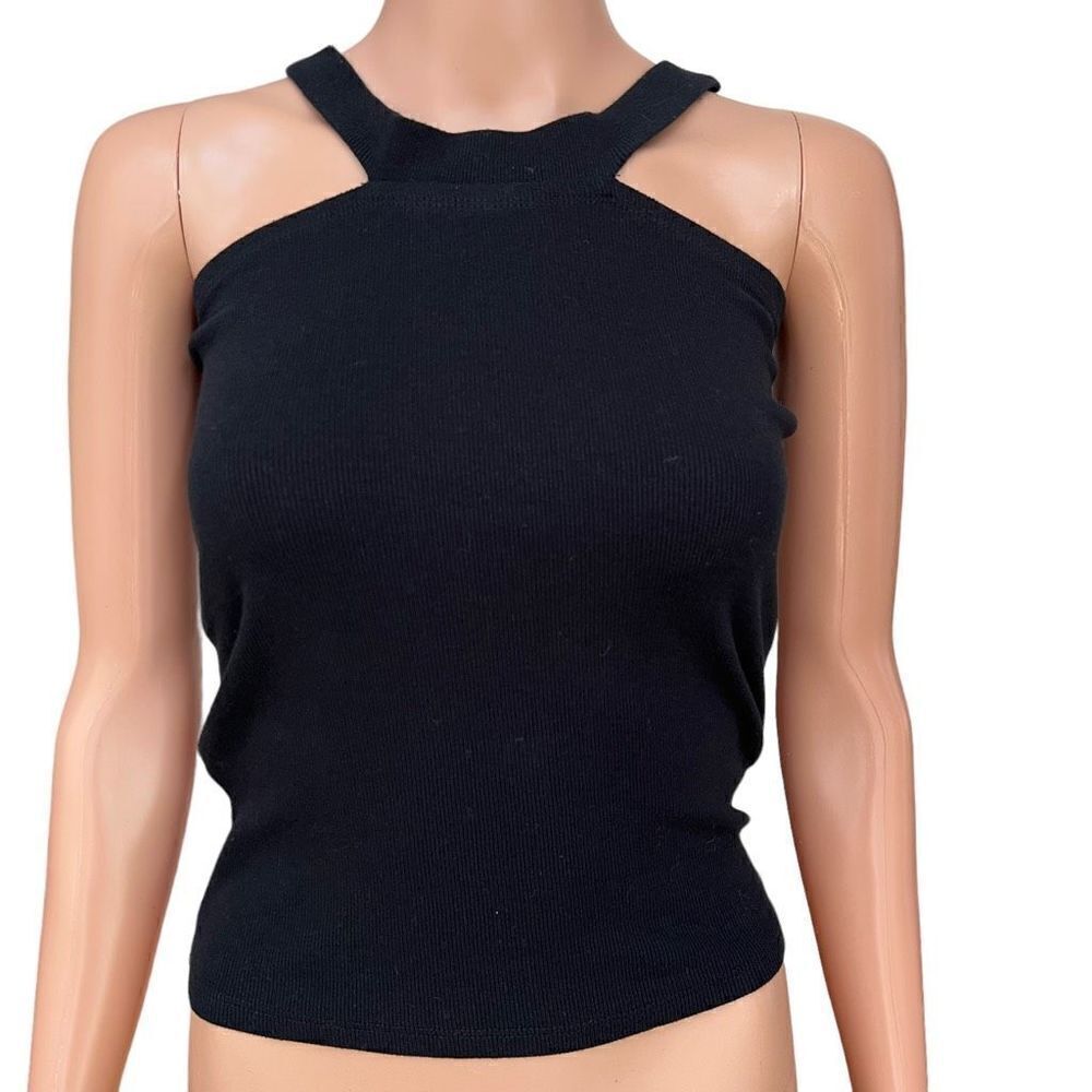 BP black organic cotton blend ribbed tank top size XS  stretch NWOT